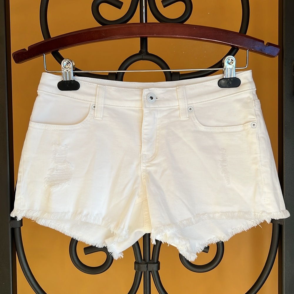 LILA RYAN Travis Distressed Fray Hem Shorts.